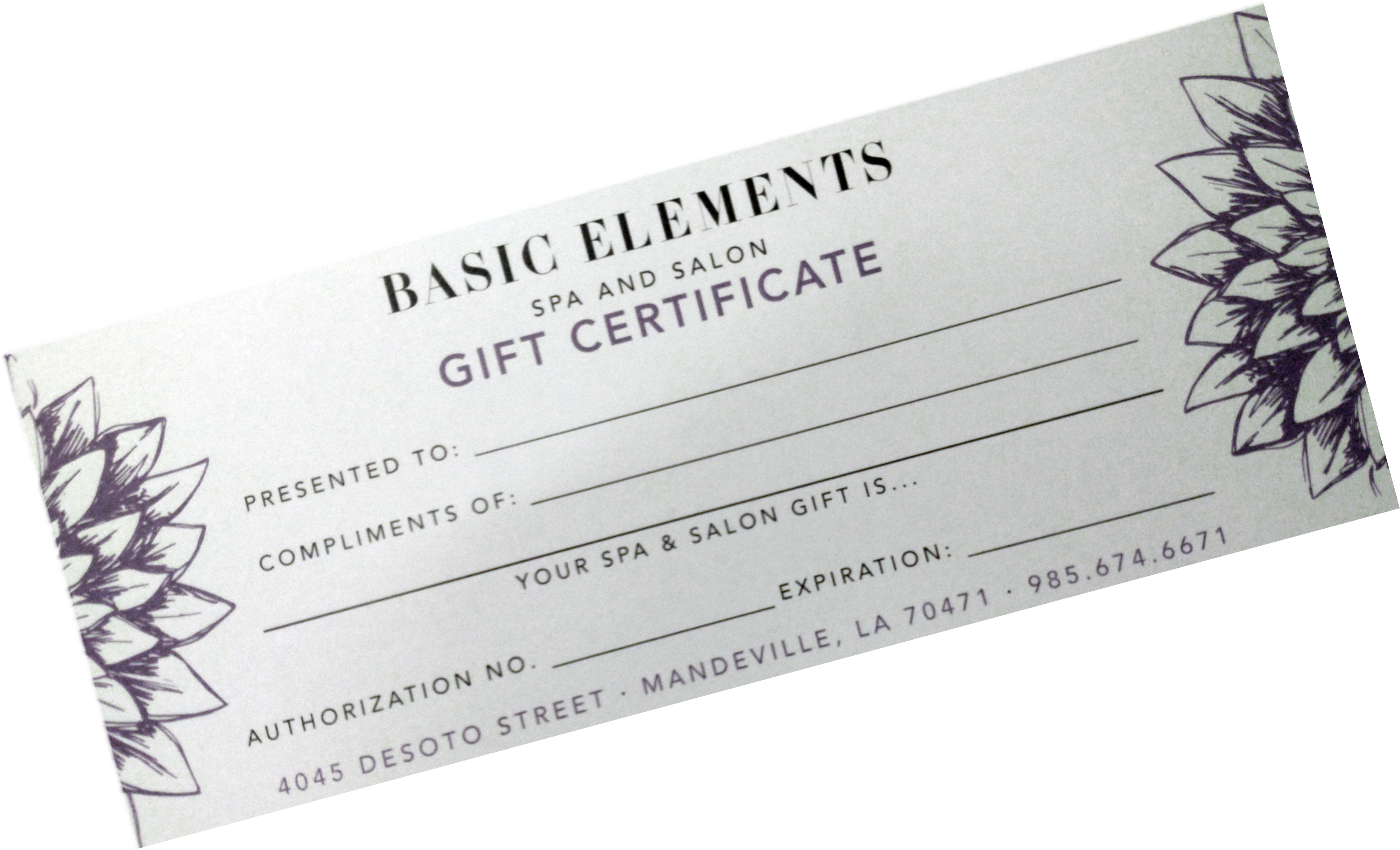 Basic Elements Gift Certificate